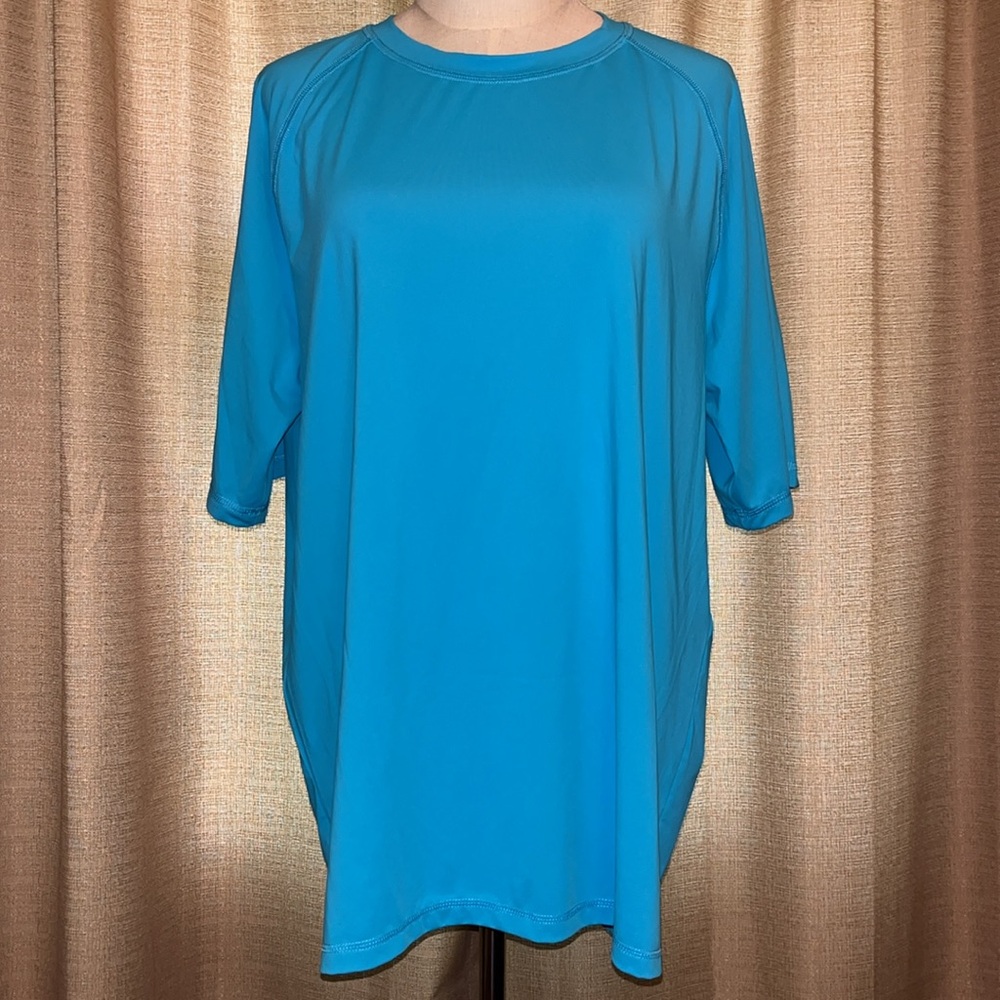 George Mens Large 42/44 Blue Short Sleeve Swim Rash Guard